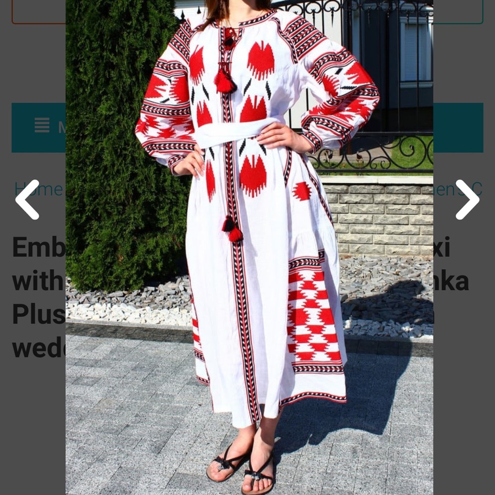 NWT Embroidered linen boho dress maxi with fashion embroidery Vyshyvanka - Picture 2 of 12